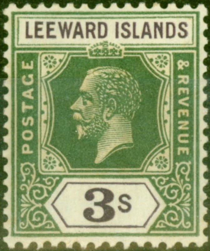 Leeward Islands 1922 3s Bright Green & Violet SG76 Fine Mtd Mint