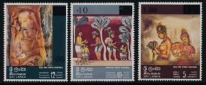 Sri Lanka 538-40 MNH Art, Temple Paintings, Women Holding Lotus