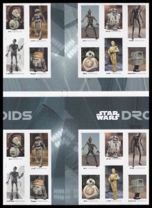 US 5573-5582 5582b Star Wars Droids F cross gutter block 20 A MNH 2021