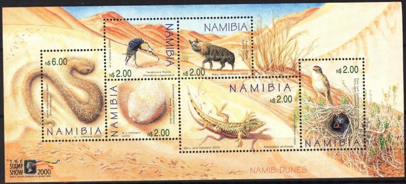 Namibia 2000 Dunes Animals snakes Lizards Birds S/S MNH **