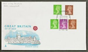 27/10/1992 18p,18p,24p,24p+39p CHANGED DEFINITIVES EX TOLKIEN BOOK FDC