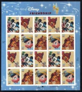 U.S. - 3865-8 - Complete Sheet - Disney Friendship - Never Hinged