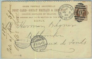 BK0803 - GB - POSTAL HISTORY - STATIONERY CARD:  ISLE of MAN to SWITZERLAND 1890