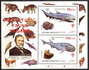 Afghanistan 2007 Prehistory Animals Fossils (VII) Scouting Scouts Sheet MNH