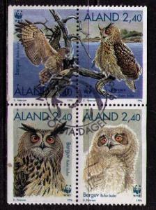 ALAND ISL Sc# 122 - 125 USED FVF 4Block WWF Eagle Owl