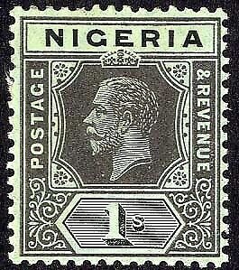 Nigeria SG8a 1/- Black on yellow-green (white Back) M/M (hinge remainder) RARE