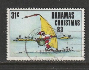 1983 Bahamas - Sc 550 - used VF - 1 single - Santa goes sailing