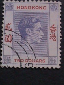 ​HONG KONG-1946 SC#164B-76 YEARS OLD-KING GEORGE VI-$2 USED-VF-FANCY CANCEL