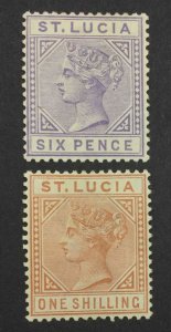 MOMEN: ST LUCIA SG #35-36 1883-6 DIE I MINT OG H CERT £700 LOT #64400