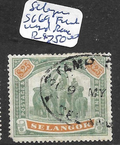  MALAYA SELANGOR (PP1001B) ELEPHANT $25.00 FISCAL USED SG 69  RARE