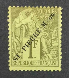 MOMEN: FRENCH ST PIERRE & MIQUELON SC #35 1891 MINT OG H LOT #63172