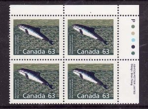 Canada-Sc#1176a-Unused NH 63c Harbour Porpoise-plate block UR-perf 13.1-1990-