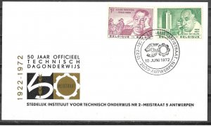Belgium 1972 Invitation Scott #600-601 50 Years Official Technical Day Education