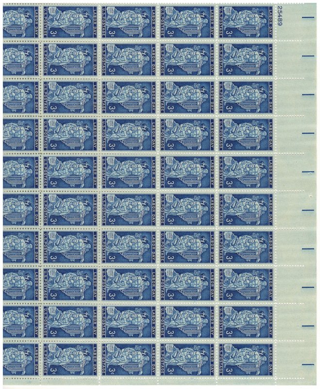 #1082 – 1956 3¢ Labor Day – MNH OG Sheet