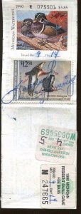 MICHIGAN 1989 Resident Hunting License/ RW56 +  State & Trout Stamps -553