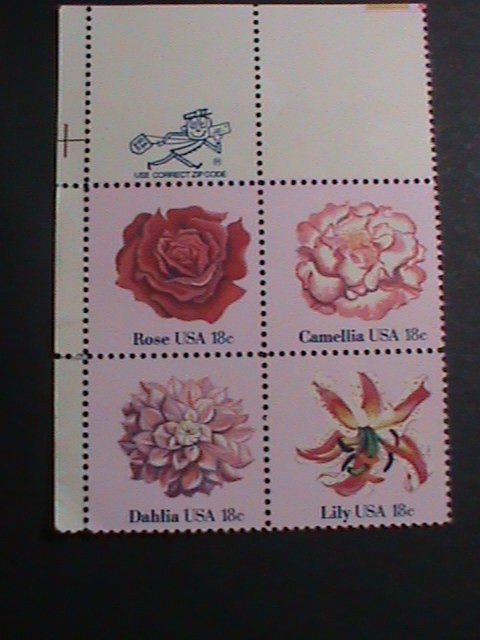 ​UNITED STATES-1981-SC# 1879a LOVELY BEAUTIFUL FLOWERS  MNH IMPRINT  BLOCK