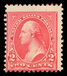 US Sc 267 Mint NO GUM - 1895 2¢ Washington, Type III, Double Line Wmk