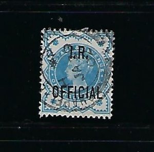 GREAT BRITAIN SCOTT #O16 1901 I.R. OFFICIAL 1/2P  (BLUE GREEN) - USED