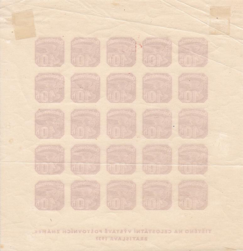 Czechoslovakia # P26, Bratislava Philatelic Exhibition Sheet, Faults