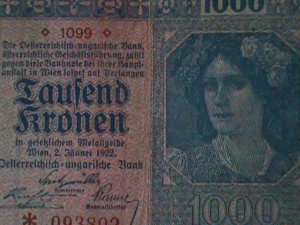 ​AUSTRIA-1922-AUSTRIAN GOVERNMENT FIRST $1000 KRONEN-LIT-CIRCULATED-VF