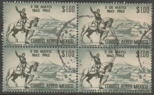 MEXICO C260 Cent of 5 de Mayo Battle at Puebla. Used BLOCK OF 4. VF. (504)