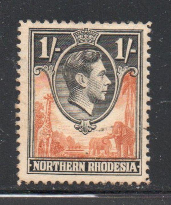 Northern Rhodesia Sc 40 1938 1/ George VI & Animals stamp mint