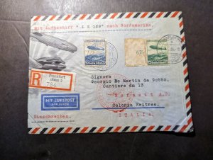 1936 Germany LZ 129 Hindenburg Zeppelin Airmail Cover to Italy Eritrea Colony