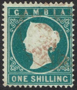 GAMBIA 1880 QV CAMEO 1/- WMK CROWN CC UPRIGHT USED