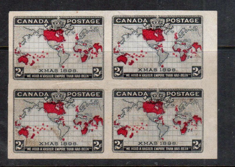 Canada #85a Extra Fine Mint Imperforate Block Ungummed As Issued