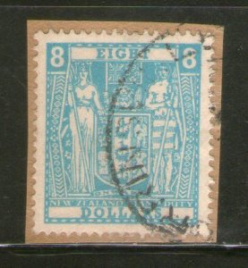 New Zealand Fiscal $8 Stamp Duty Used # 1117