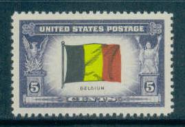 914 5c Flag of Belgium Fine MNH