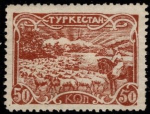 1922 Russian Turkestan Cinderella Poster Stamp 50 Kon Unused 75% Original Gum