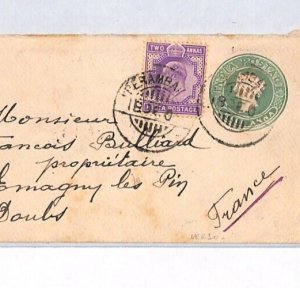 INDIA KEVII Uprated QV Stationery Cover *PERAMBALUR* CDS 1906 MIXED REIGNS PJ329