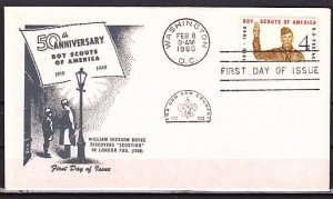 United States, Scott cat. 1145. Boy Scouts, 50th Anniversary, First day cover. ^