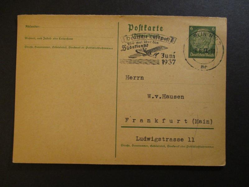 1937 Konigsberg to Frankfurt Germany Lot of 6 Airmail Cancel Postcard Covers