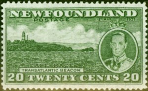 Newfoundland 1937 20c Green SG264 Fine Lightly Mtd Mint