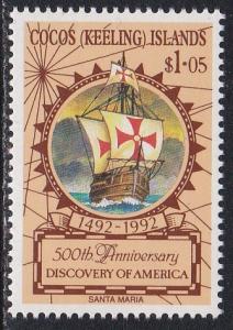 Cocos Islands # 261, Discovery of America 500th Anniversary, NH, 1/2 Cat.