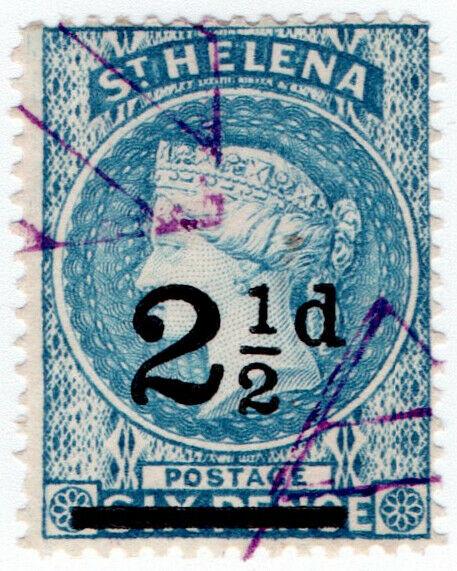 (I.B) St Helena Postal : 2½d on 6d Blue OP