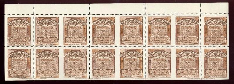 Scott #16T44 (16T44b) Mint Booklet Sheet of 16 with 6 Imperf Pairs **SHOWPIECE**