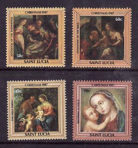 St Lucia-Sc#897-900-unused NH set-Christmas-Paintings-1987-