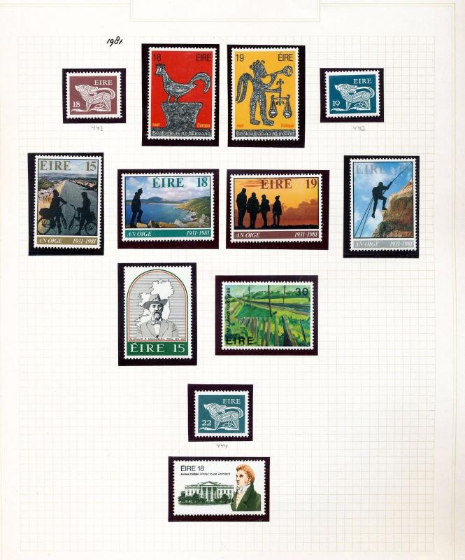 IRELAND 1980/83 MNH Art Dogs Horses (Appx 90+Stamps) Sam 837