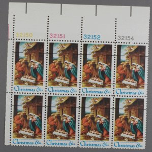 United States #1414a MNH Block 8 4 Numbers No Gum Breaker Ridges XtrFn Precancel