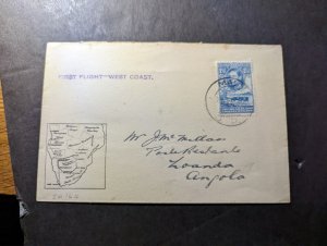 1939 British Bechuanaland Protectorate First Flight Cover FFC Maun to Loanda