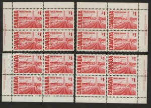 $Canada Sc#465biii M/NH/VF Plate#2 PVA gum matching Plate Blocks