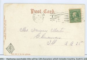 US 357 1909 issue, clean with wave cancel and circled city, time and date stamp.  Indianapolis greeting card