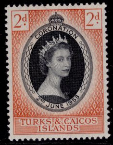 TURKS & CAICOS ISLANDS QEII SG234, 2d 1953 CORONATION, NH MINT.