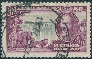 Southern Rhodesia 1935 6d black & purple Jubilee SG34 used