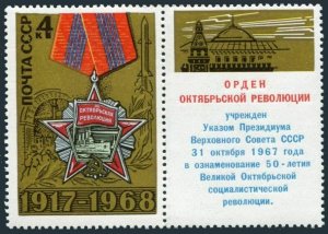 Russia 3513-label block/4,MNH.Mi 3541. The reward of October Revolution, 1968.