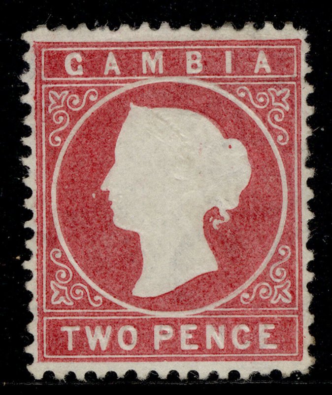 GAMBIA QV SG13B, 2d rose, UNUSED. Cat £65.