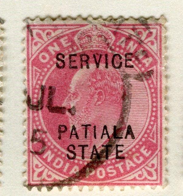 INDIA PATIALA;  1903-10 early Ed VII SERVICE Optd. issue fine used 1a. value